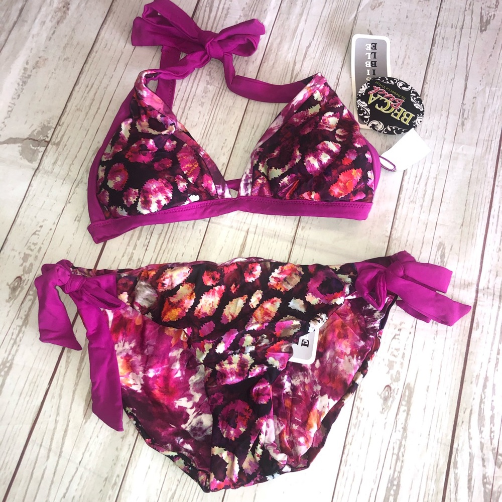 Becca Beach Reversible Halter top Bikini Med